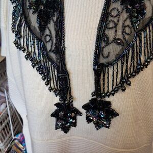 Beaded Sequin Collar Necklace Iridescent‎ Embellished Party Statement
